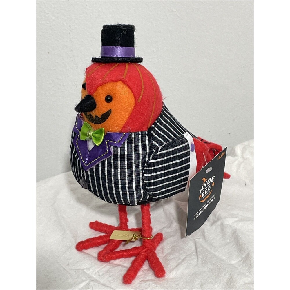 Target Hyde & Eek Halloween 2024 Featherly Friends Felt Pumpkin Bird Gourdon NEW